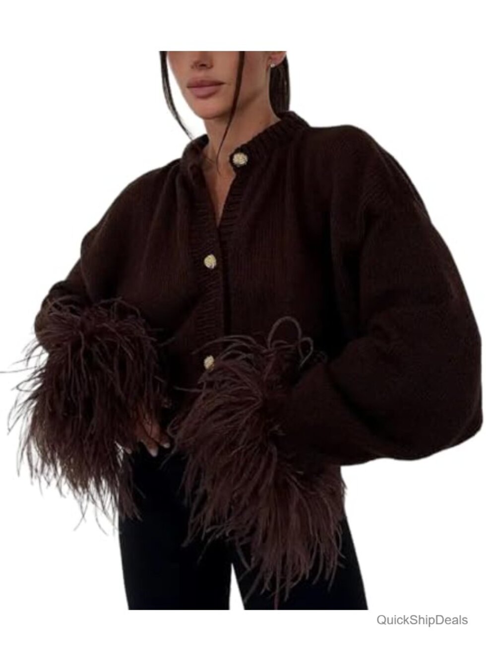 Cable Knit Cardigan Button Up Fringe Hem Lightweight Casual Jacket